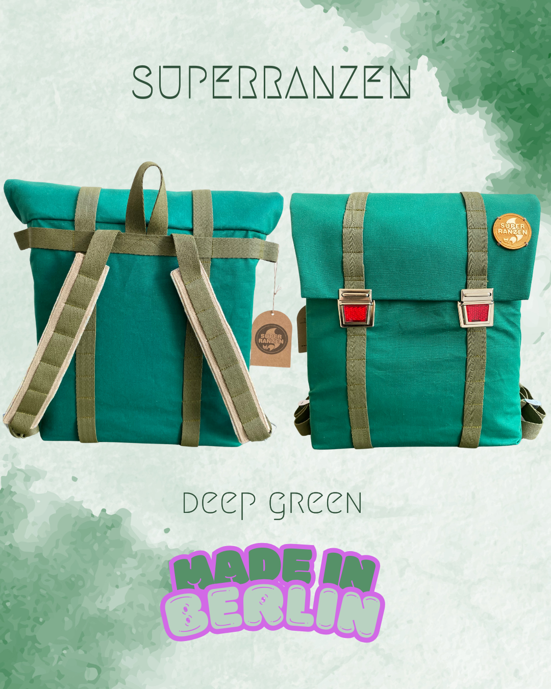 SCHOOL BAG PINK FLAMINGO CAT EYES Green