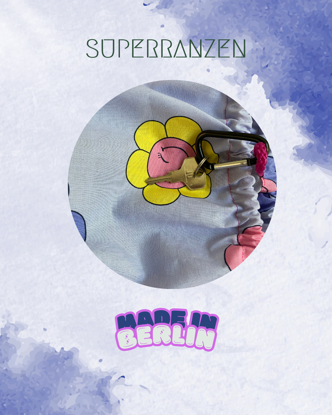 A Berlin Sportbeutel Happy Flower Blue – Wasserabweisend