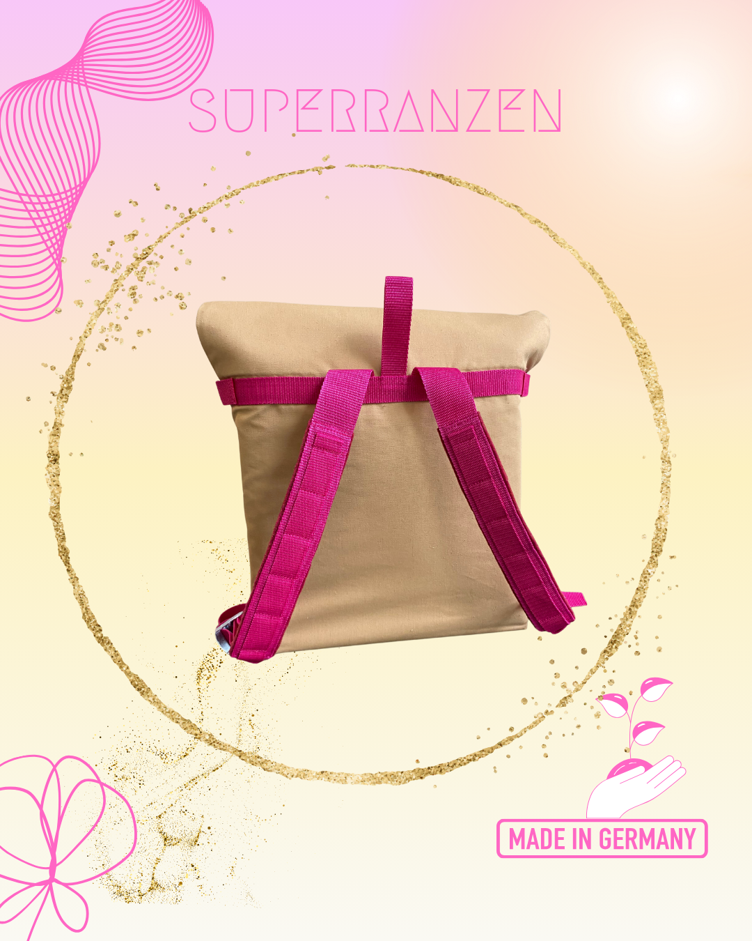 Bloomy Dots Schultasche Gold Pink