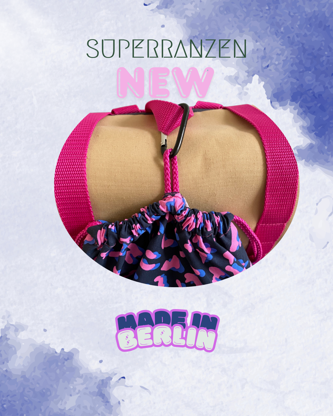 A Berlin Sportbeutel Animal Print Pink-Azur Wasserabweisend