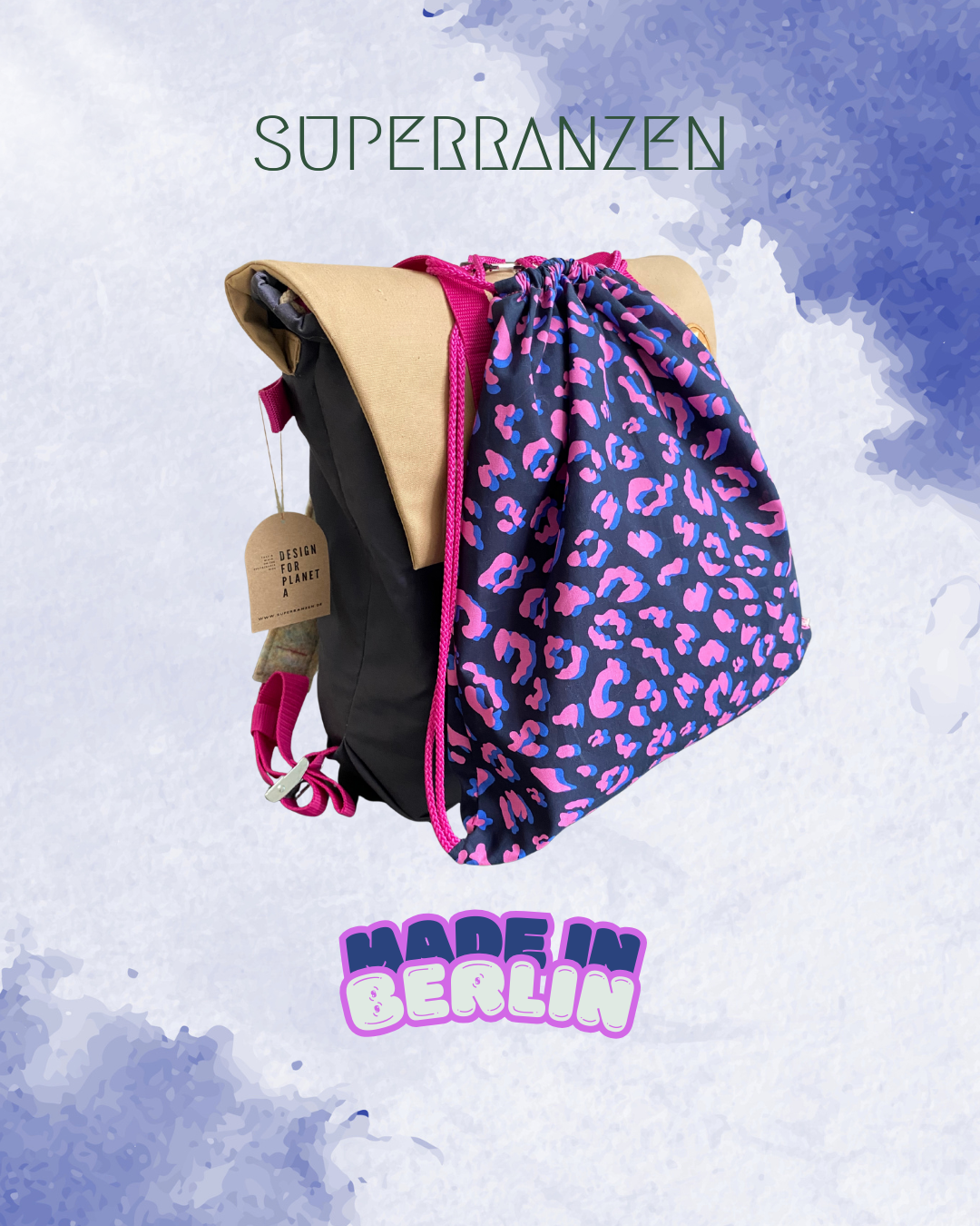 A Berlin Sportbeutel Animal Print Pink-Azur Wasserabweisend