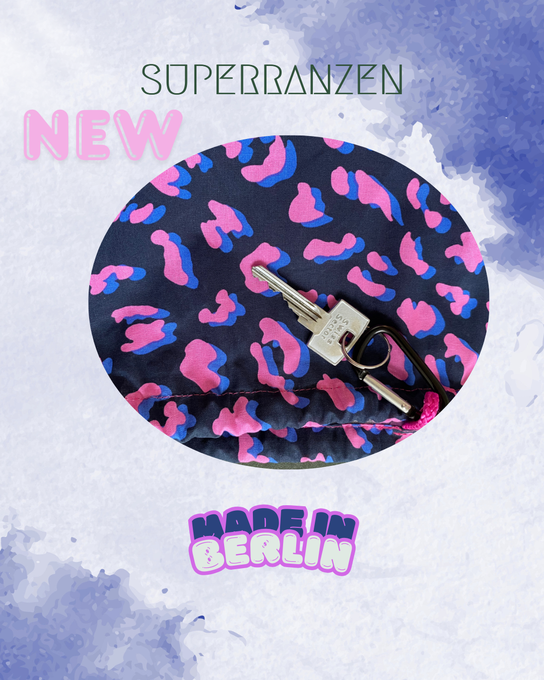 A Berlin Sportbeutel Animal Print Pink-Azur Wasserabweisend