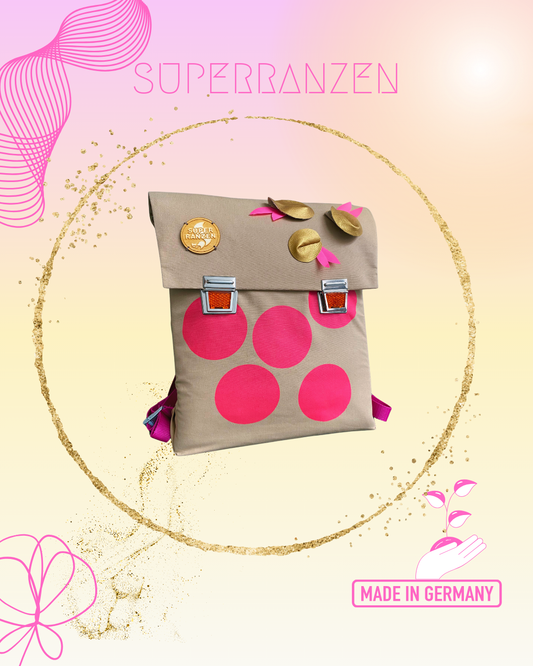 Bloomy Dots Schultasche Gold Pink