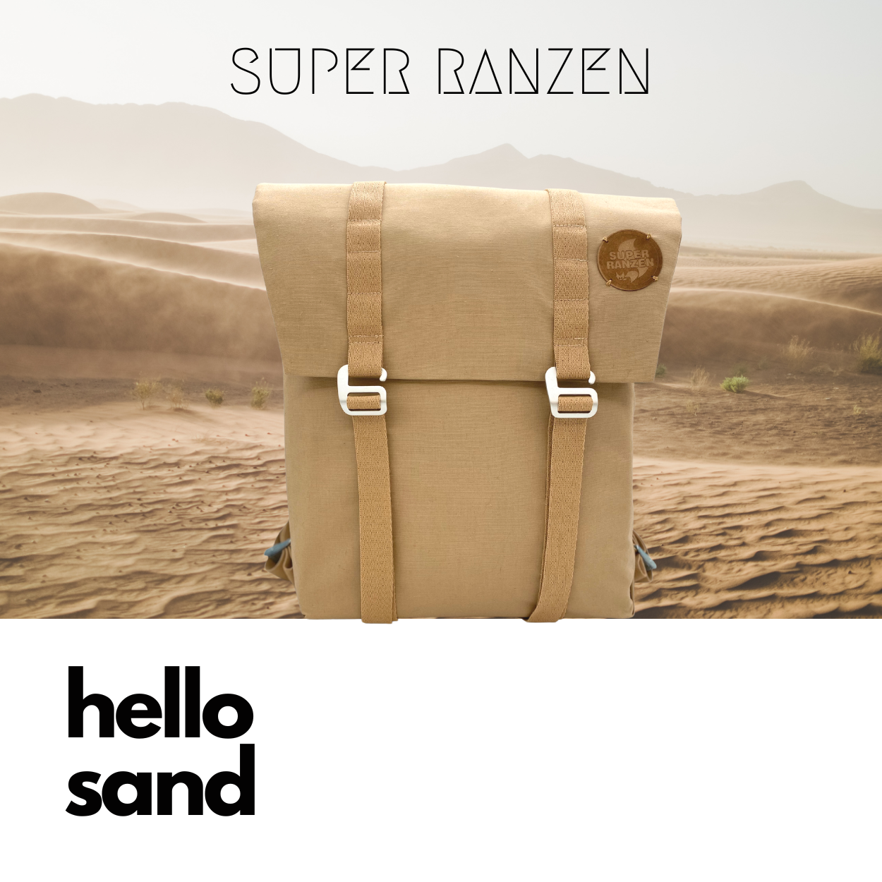 ROLLTOP & SCHULTASCHE »SAND« WASSERFEST-ECO HEMP