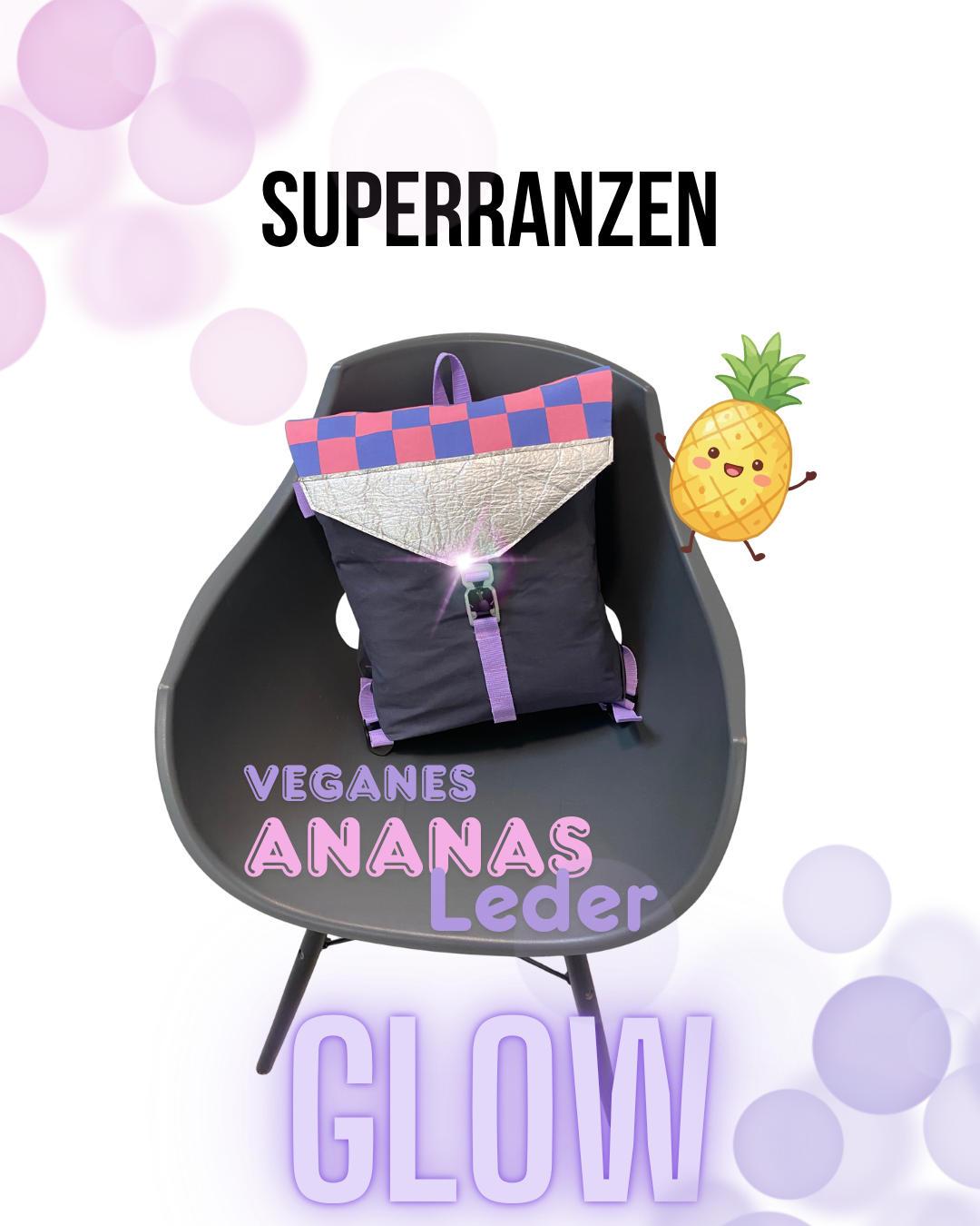 A Ananas Leder Silver  Checker V Pack mit Glow magnetischem Click Verschluss