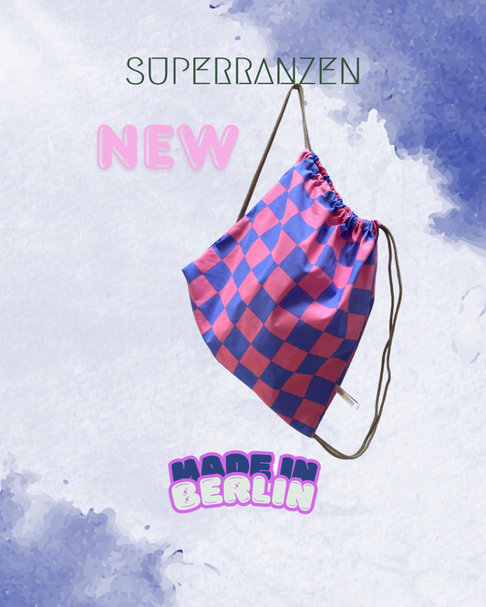 A Berlin Sportbeutel Checker   Flieder Rose –Wasserabweisend