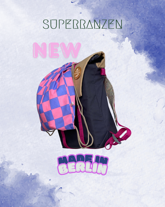 A Berlin Sportbeutel Checker   Flieder Rose –Wasserabweisend