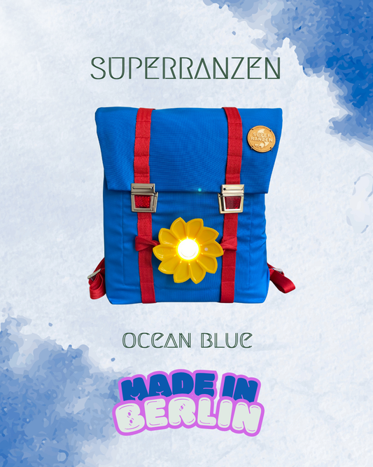 SCHULTASCHE CAT EYES OCEANBLUE-CORAL RED & Little Sun