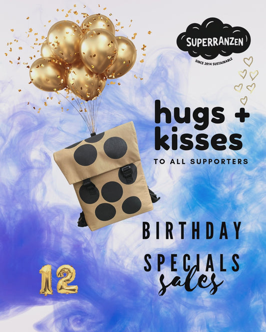 A Anniversaire! BIG Dots Black Schulrucksack Bagpack